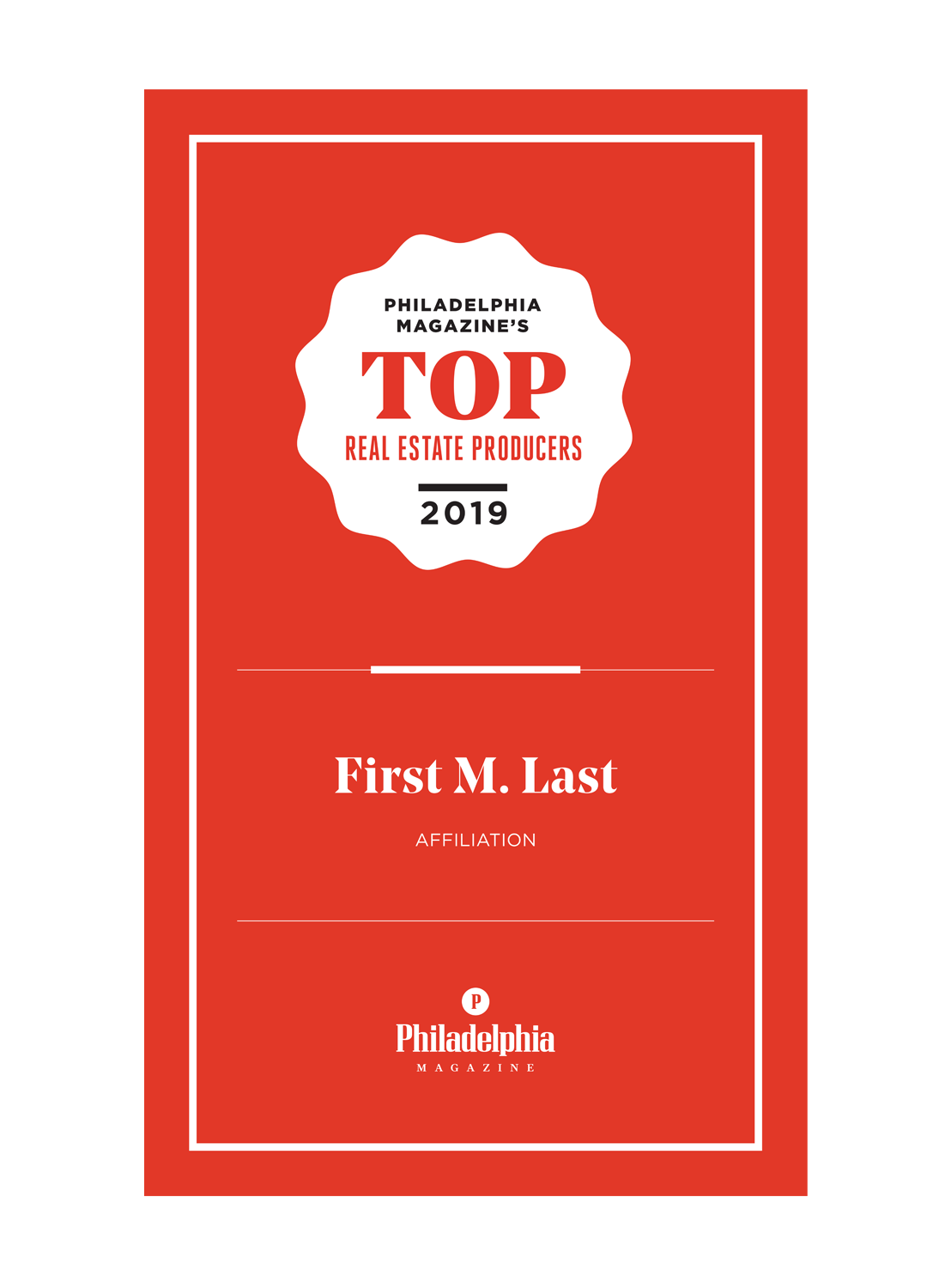 <em>Philadelphia</em> magazine Top Real Estate Producers Banners - 3' x 5' by NewsKeepsake